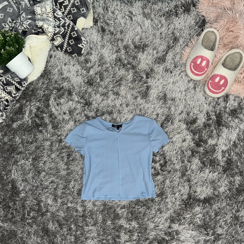 Kids Size 12 Blue Ribbed Crop Top